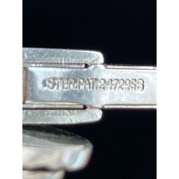 925 Sterling Silver & Blue Tigers Eye Large Circle MCM Abstract Cufflinks Vintag - Picture 8 of 8